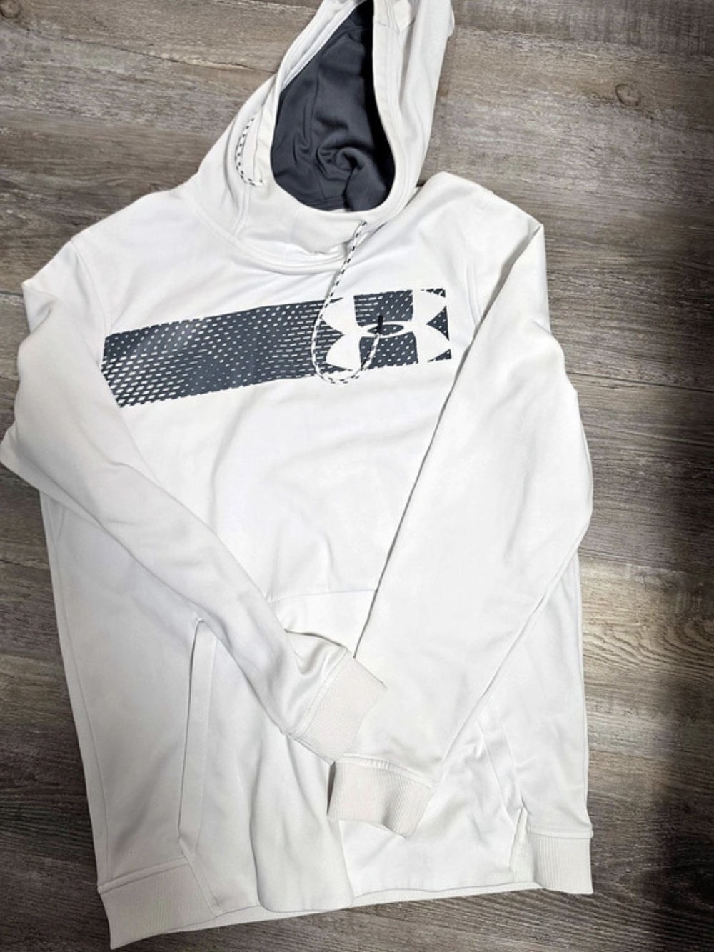 Under Armour ColdGear Pullover Hoodie Men's White & Gray Medium